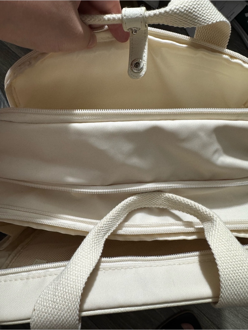 BEIS Cream Laptop Backpack with Front Pocket and Gold Logo - Picture 8 of 9